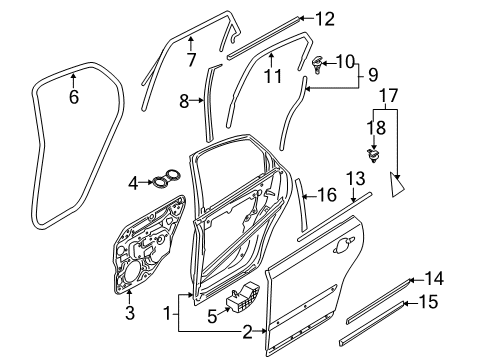 2010 Volvo S40 Rear Door & Components, Exterior Trim Corner Cover Clip Diagram for 8679392