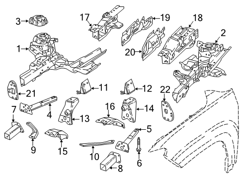 2018 Jeep Compass Structural Components & Rails Bracket-Radiator Closure Diagram for 68251090AA