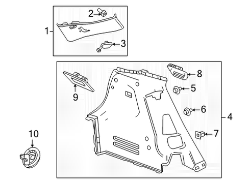 2022 Chevrolet Bolt EUV Interior Trim - Quarter Panels Trunk Side Trim Hook Diagram for 42400870