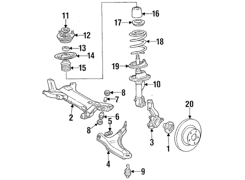 1989 Chrysler TC Maserati Front Suspension Components, Axle Shafts & Joints, Lower Control Arm, Stabilizer Bar Stud Hub Diagram for 6501053