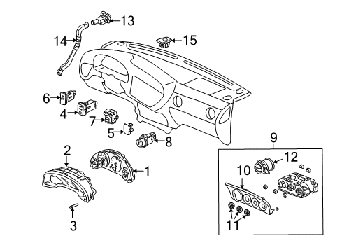 2005 Acura RSX Sunroof Meter Assembly, Speed & Tacho Diagram for 78120-S6M-A02