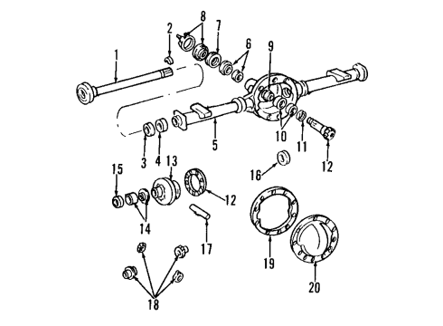 1998 GMC Sonoma Rear Axle, Differential, Propeller Shaft Rear Axle Shaft Diagram for 26027706