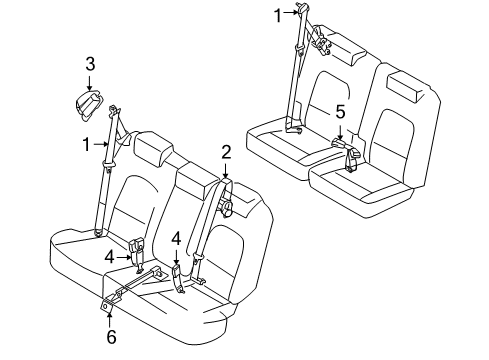 2008 Hyundai Veracruz Seat Belt 3rd Seat Buckle, LH Diagram for 89830-3J800-6T