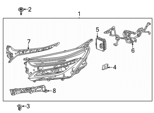 2022 Chevrolet Equinox Headlamp Components Composite Assembly Diagram for 84949297