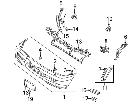 2003 Mitsubishi Montero Sport Front Bumper Grommet Diagram for MS480001