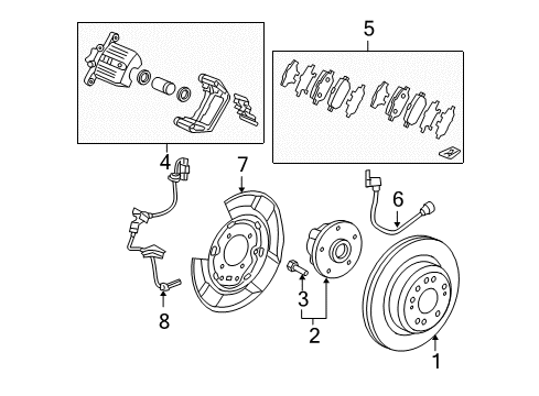 2006 Acura RL Anti-Lock Brakes Sensor Assembly, Left Rear Diagram for 57475-SJA-003