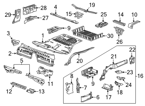 2016 Chevrolet Camaro Rear Floor & Rails Panel Diagram for 84896148