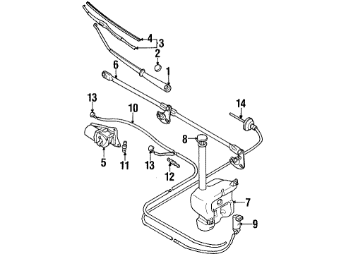 1998 Chevrolet Metro Front Wipers Arm, Windshield Wiper Diagram for 91171291