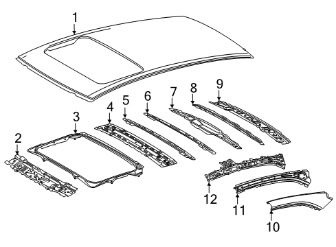 2021 Toyota Camry Roof & Components Roof Bow Diagram for 63107-06011