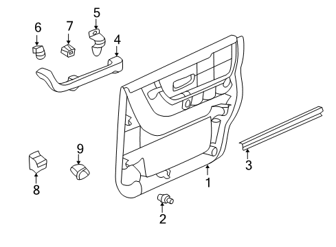 2001 Honda CR-V Interior Trim - Rear Door Weatherstrip, RR. Door (Inner) Diagram for 72835-S10-003