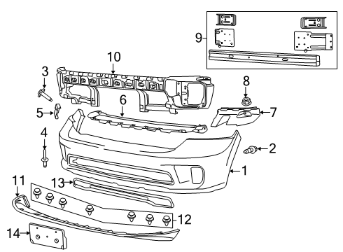 2021 Ram 1500 Classic Bumper & Components - Front Bracket-License Plate Diagram for 68141642AA