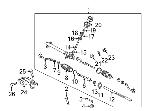 2012 Hyundai Veloster Steering Column & Wheel, Steering Gear & Linkage End Assembly-Tie Rod, LH Diagram for 56820-3X000