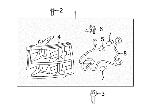 2008 Chevrolet Silverado 3500 HD Bulbs Harness, Headlamp Wiring Diagram for 25962806