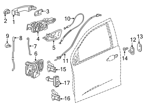 2017 GMC Canyon Front Door - Lock & Hardware Lock Rod Diagram for 22949348