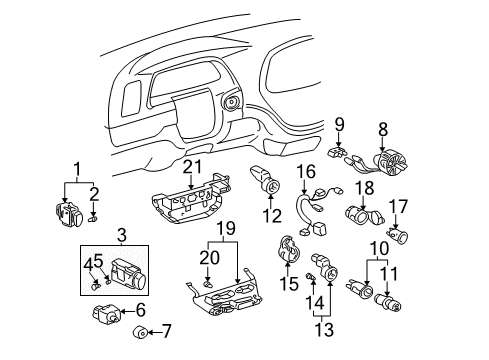 2001 Toyota Tundra Switches Headlamp Switch Knob Diagram for 84118-04011