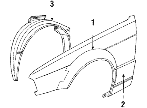 1989 BMW 535i Fender & Components Covering Right Diagram for 51711944364