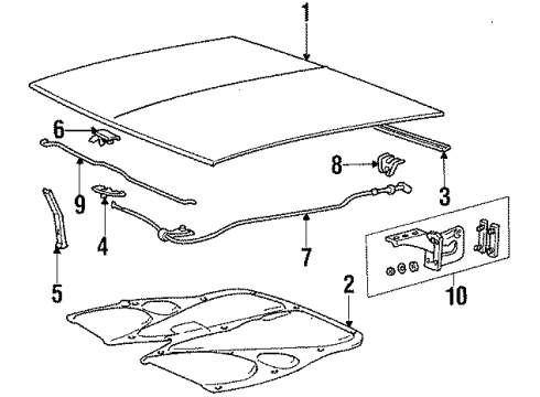 1985 Dodge Ram 50 Hood & Components Cable Hood Unlock Diagram for MB020458