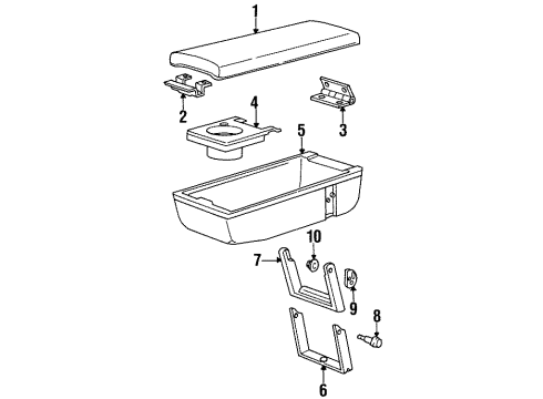 1995 Chevrolet Lumina Center Armrest Hinge Asm-Front Seat Storage Armrest *Ebony Diagram for 12395745