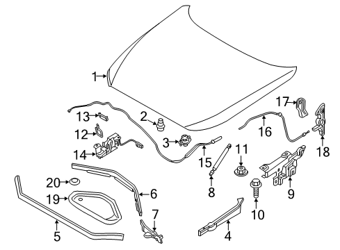 2020 BMW 230i xDrive Hood & Components Lever For Engine Hood Mechanism Diagram for 51237309606