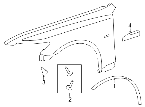 2008 Lexus LS600h Exterior Trim - Fender Moulding Sub-Assy, Front Fender, LH Diagram for 75602-50050-A1