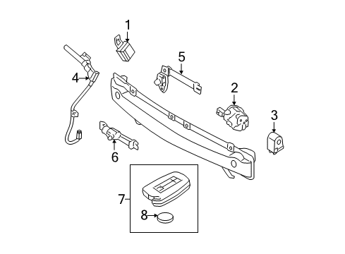 2012 Hyundai Equus Anti-Theft Components Burglar Alarm Antenna Assembly Diagram for 95880-3N100