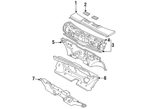 1990 Nissan Sentra Cowl Dash-Lower Diagram for 67300-89A35