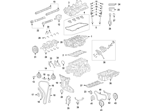 2019 Jeep Cherokee Engine Parts, Mounts, Cylinder Head & Valves, Camshaft & Timing, Variable Valve Timing, Oil Cooler, Oil Pan, Oil Pump, Balance Shafts, Crankshaft & Bearings, Pistons, Rings & Bearings TENSIONER-Chain Diagram for 5281548AB