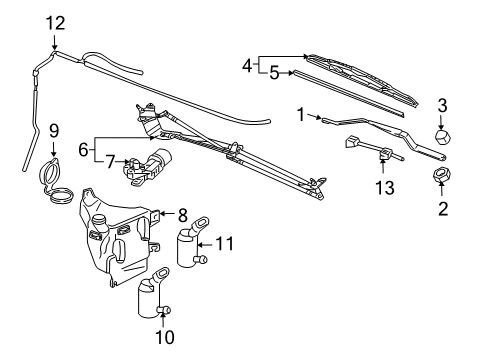 2006 Saturn Relay Wiper & Washer Components Wiper Arm Diagram for 15815759