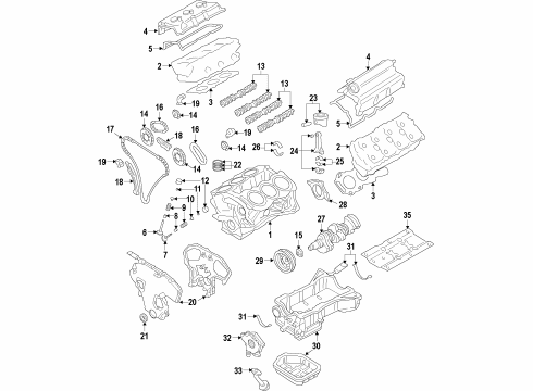 2012 Nissan Quest Engine Parts, Mounts, Cylinder Head & Valves, Camshaft & Timing, Oil Pan, Oil Pump, Crankshaft & Bearings, Pistons, Rings & Bearings, Variable Valve Timing Retainer Assy-Oil Seal, Rear Diagram for 12296-JA10A