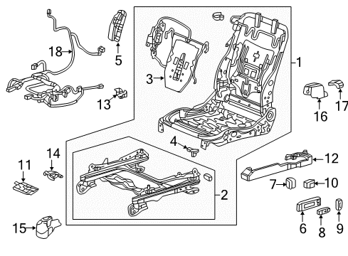 2018 Acura RDX Tracks & Components Blower, Front Seat-Back Diagram for 81216-TY2-A21
