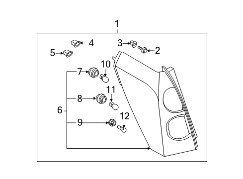 2004 Nissan Quest Bulbs Lamp Re Combination RH Diagram for 26550-ZM10A