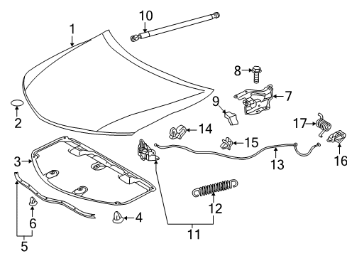 2013 Toyota Camry Hood & Components Hinge Cushion Diagram for 53412-06140