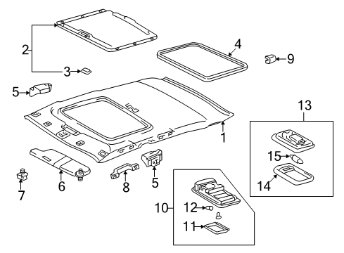 2001 Toyota Corolla Interior Trim - Roof Overhead Lamp Diagram for 81240-02030-E1