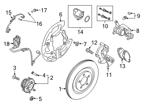 2020 Ford Explorer Anti-Lock Brakes Caliper Diagram for L1MZ-2553-H