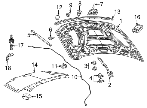 2012 Ram 3500 Hood & Components Hood Latch Diagram for 68261143AA