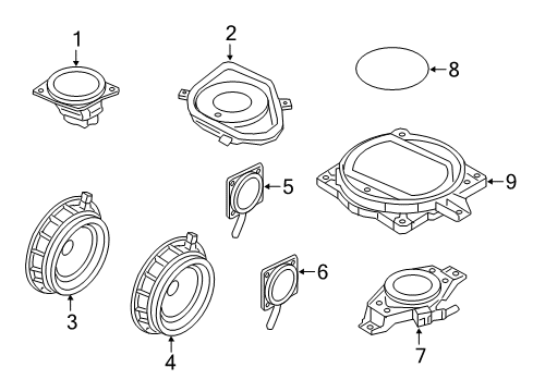 2020 Genesis G80 Sound System Rear Tweeter Speaker Assembly. Right Diagram for 96316-B1050