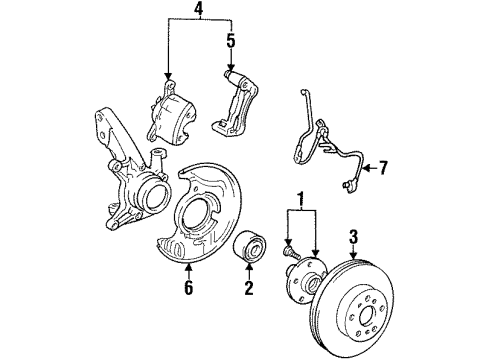 1993 Toyota Camry Brake Components Mounting, Front Disc Brake Cylinder, RH Diagram for 47721-33040