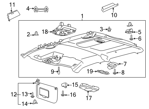 2022 Ford F-350 Super Duty Interior Trim - Cab Visor Bracket Diagram for FL3Z-1504132-AB