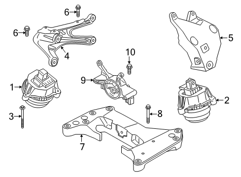 2021 BMW 530e Automatic Transmission ENGINE MOUNT, LEFT Diagram for 22119846045