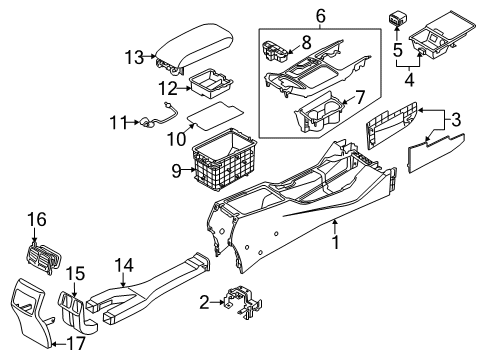 2016 Kia Cadenza Floor Console Tray Assembly-Upper Cover Diagram for 846753RAE0BG2
