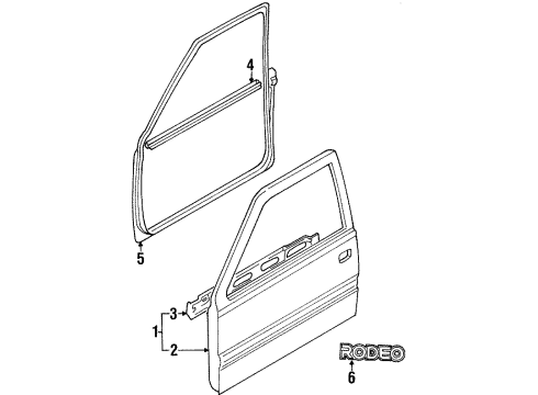 1995 Isuzu Rodeo Front Door & Components, Exterior Trim Reinforcement, R. FR. Door Diagram for 8-97113-008-0