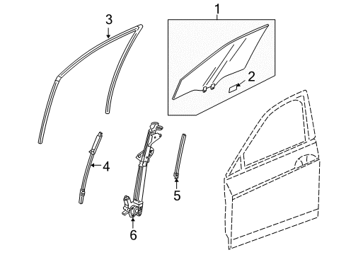 2011 Honda Accord Crosstour Front Door - Glass & Hardware Sash, L. FR. Door (Lower) (FR) Diagram for 72270-TP6-A01