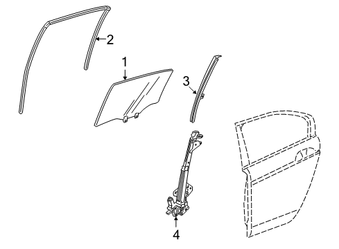 2014 Honda Crosstour Rear Door Glass Assy., L. RR. Door (Privacy)(Agc) Diagram for 73450-TP6-A10