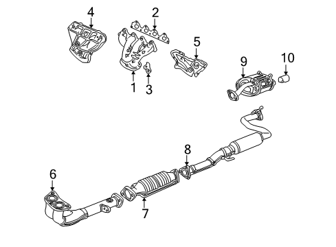 1998 Acura Integra Exhaust Components Muffler Set, Exhaust Diagram for 18030-ST7-Z61