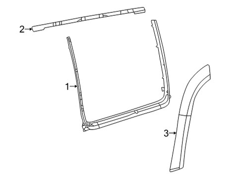 2022 Jeep Grand Wagoneer Exterior Trim - Rear Door DAY LIGHT OPENING Diagram for 68534269AD