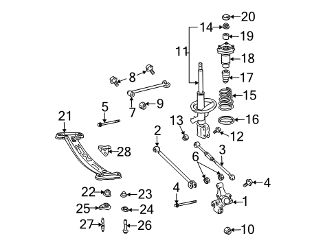 2002 Toyota Camry Rear Suspension Components, Stabilizer Bar Spring, Coil, Rear Diagram for 48231-33490