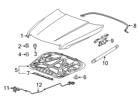 2014 Cadillac ATS Hood & Components Hood Asm Diagram for 84076714