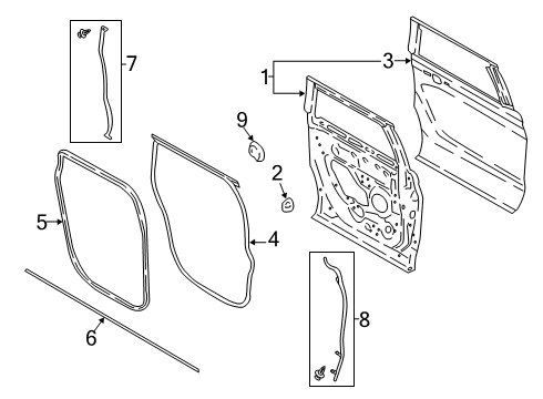 2019 Lincoln Navigator Rear Door Outer Panel Diagram for JL7Z-4024700-A