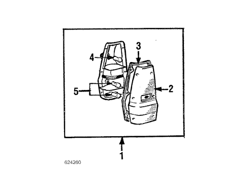 1984 Mitsubishi Mighty Max Tail Lamps Lens-Rear Comb Lamp Left Diagram for MB140569