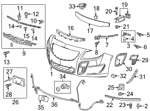 2016 Buick Regal Front Bumper Splash Shield Nut Diagram for 11094112